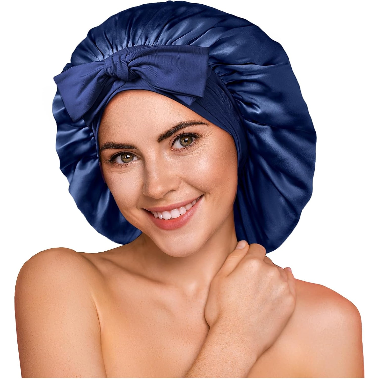 Blue 22 Momme Double Layer Mulberry Silk Bonnet