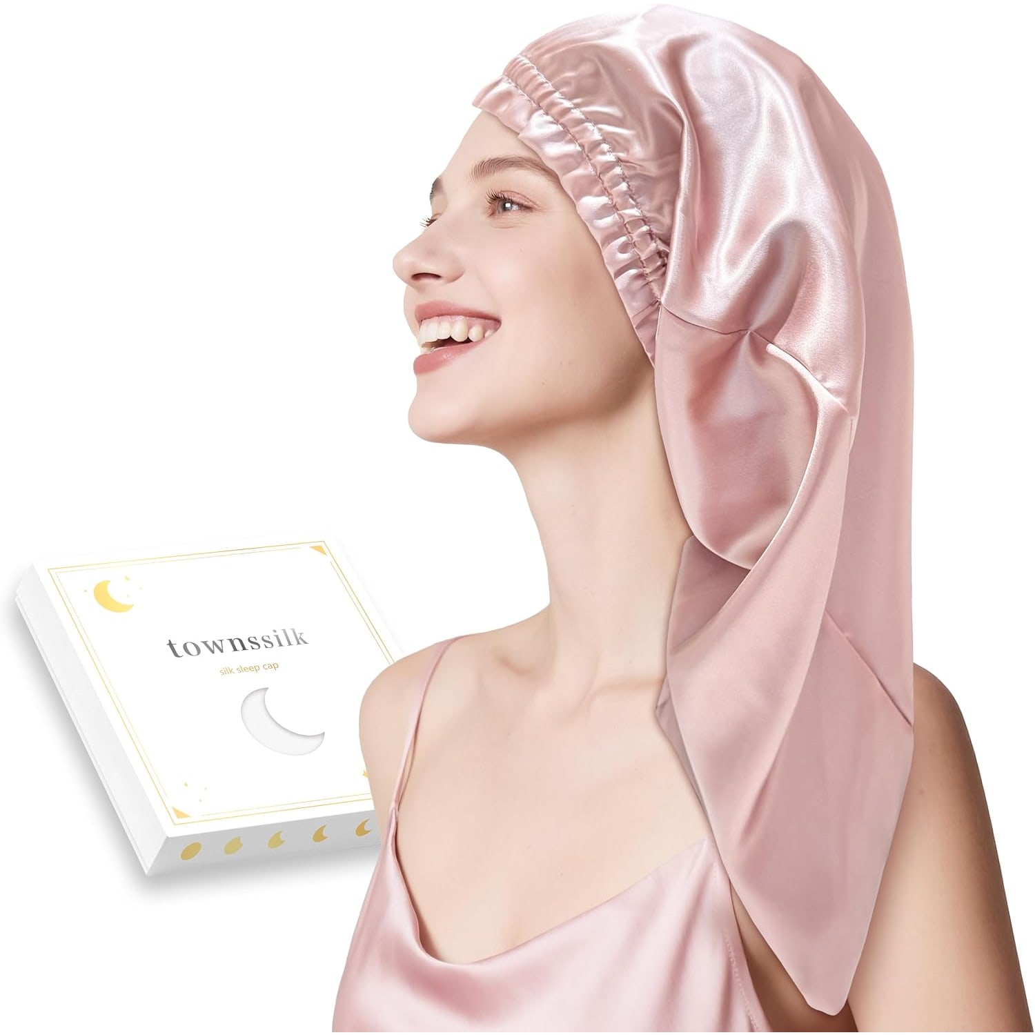 Dusty Pink 22 Momme Long Silk Bonnet, 80 cm