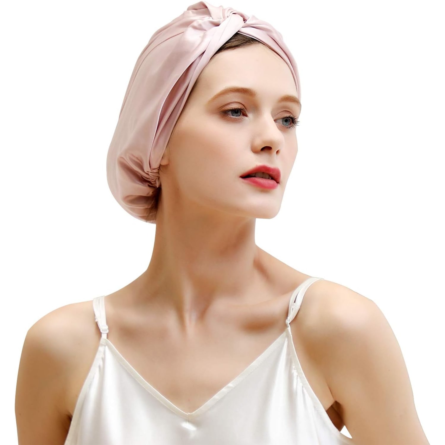 Light Plum 22 Momme Pleated Silk Sleep Cap