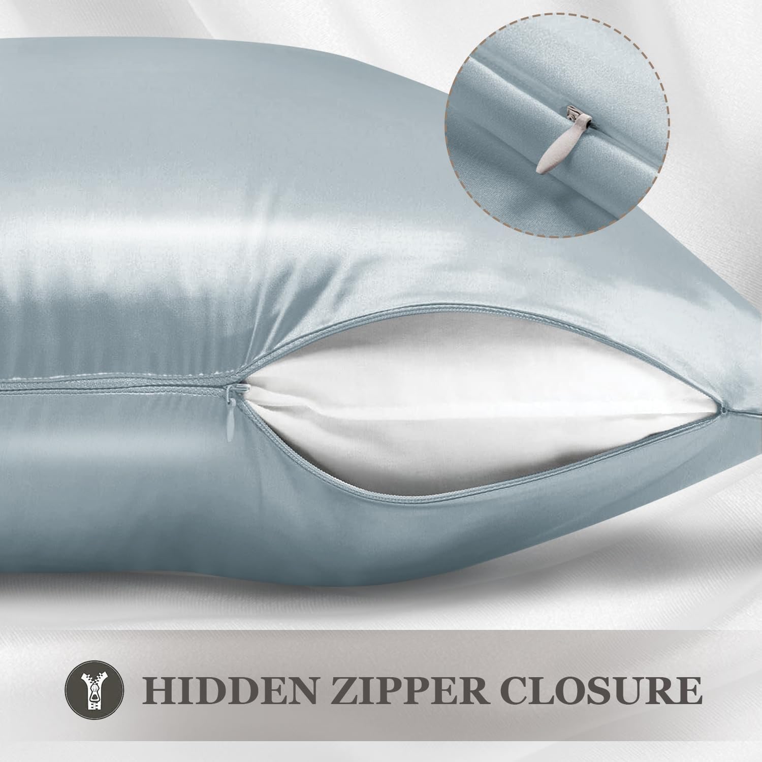 Silver Grey 23 Momme Mulberry Silk Pillowcase 50 x 70 cm: image 3