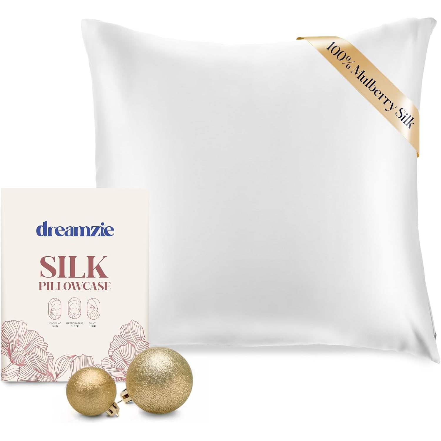White 19 Momme Square Silk Pillowcase 65 x 65 cm