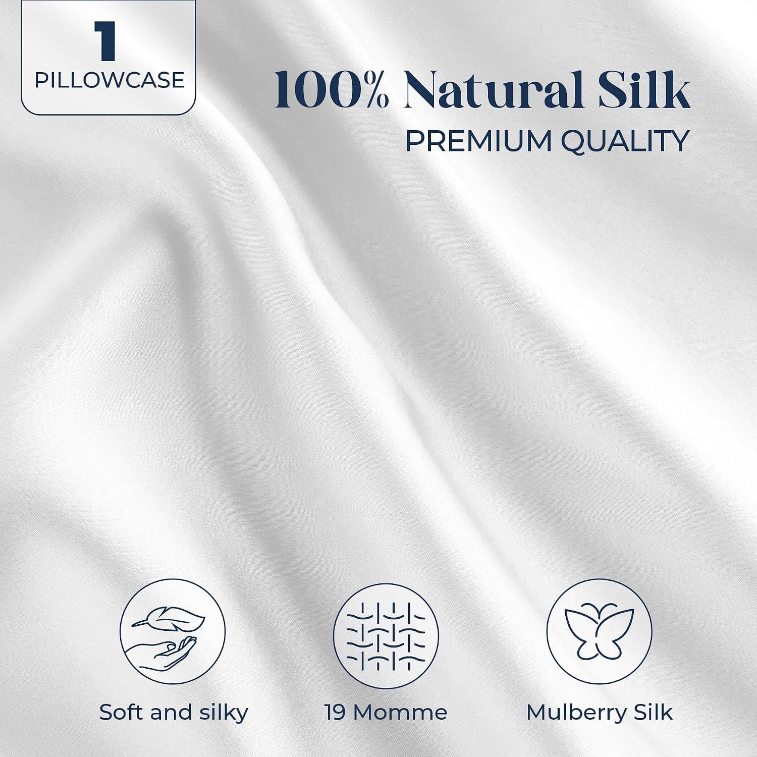 White 19 Momme Square Silk Pillowcase 65 x 65 cm: image 2