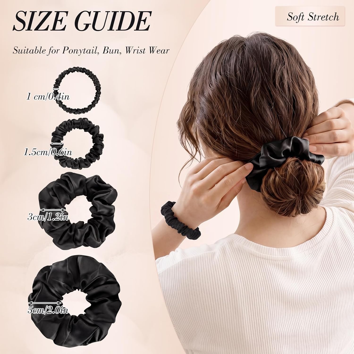 Black Mulberry Silk Hair Ties 4 Pack: image 2