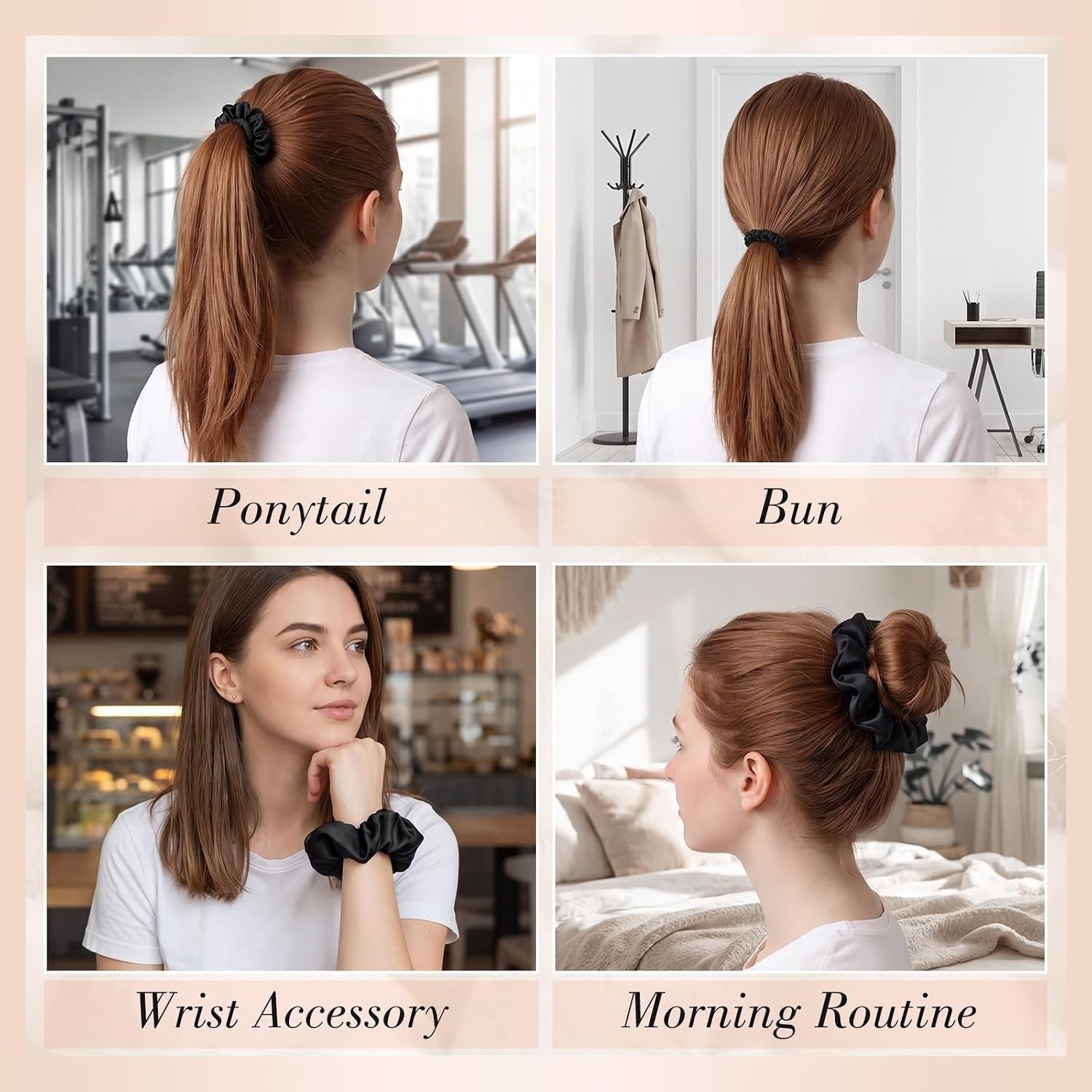 Black Mulberry Silk Hair Ties 4 Pack: image 6
