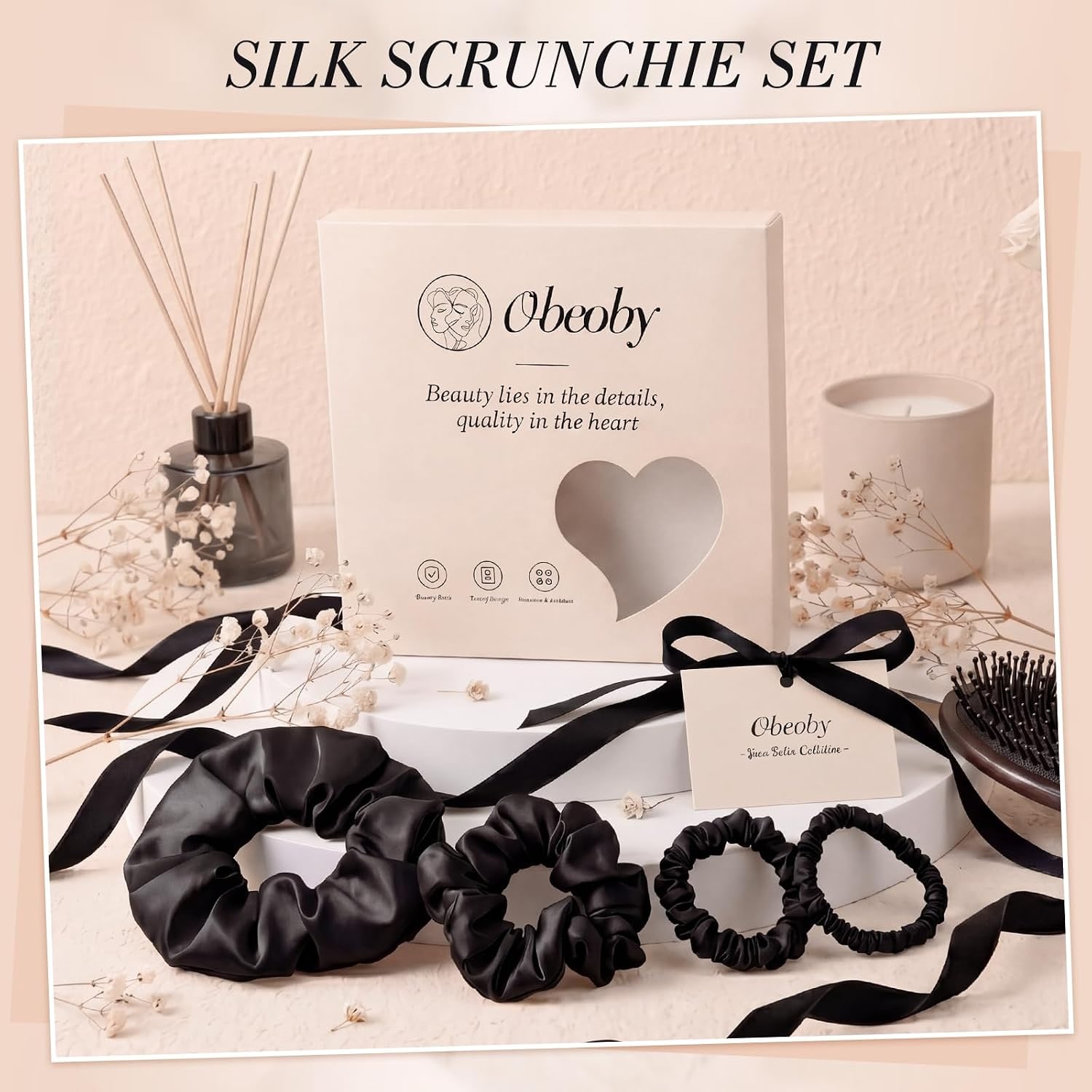 Black Mulberry Silk Hair Ties 4 Pack: image 7