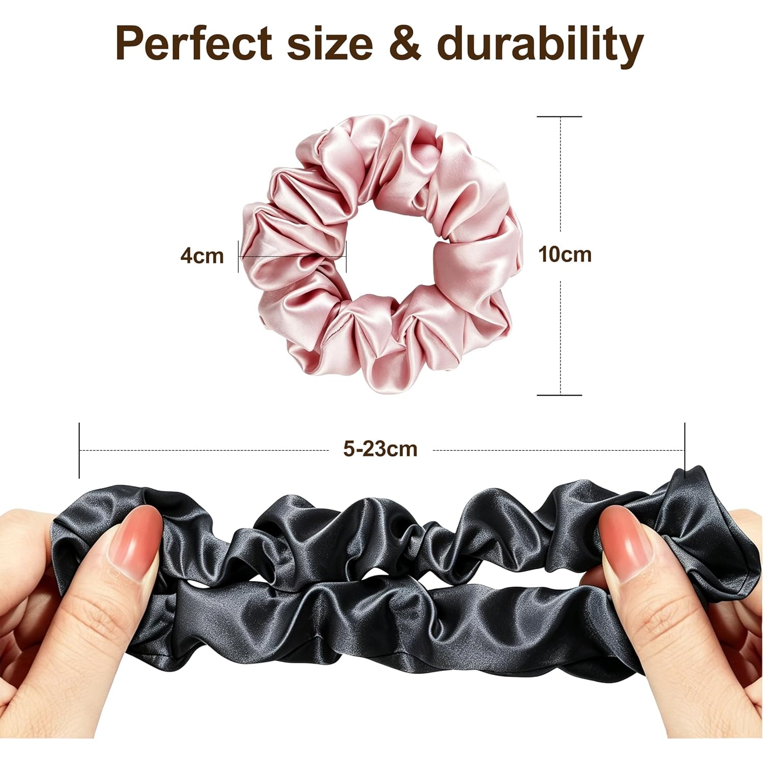 Large 22 Momme Silk Scrunchies 2 Pack (Grey and Pink): image 2