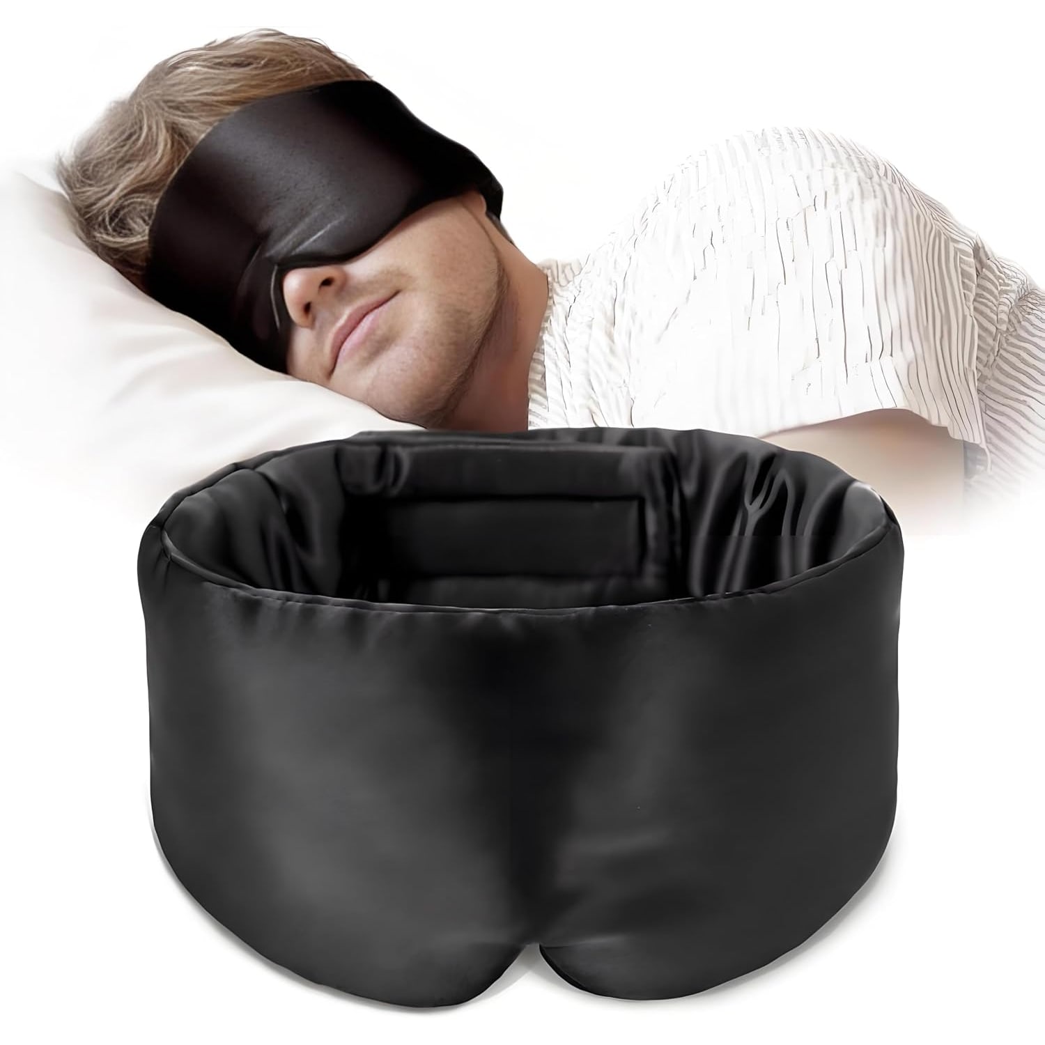 Black 19 Momme Large Silk Sleep Mask