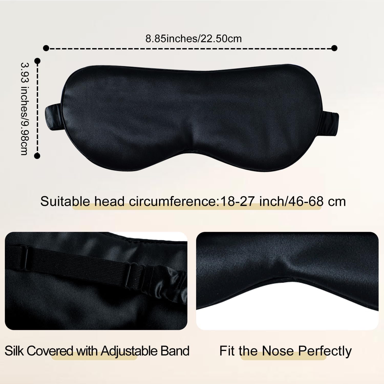 Black 22 Momme Contoured Mulberry Silk Sleep Mask: image 3