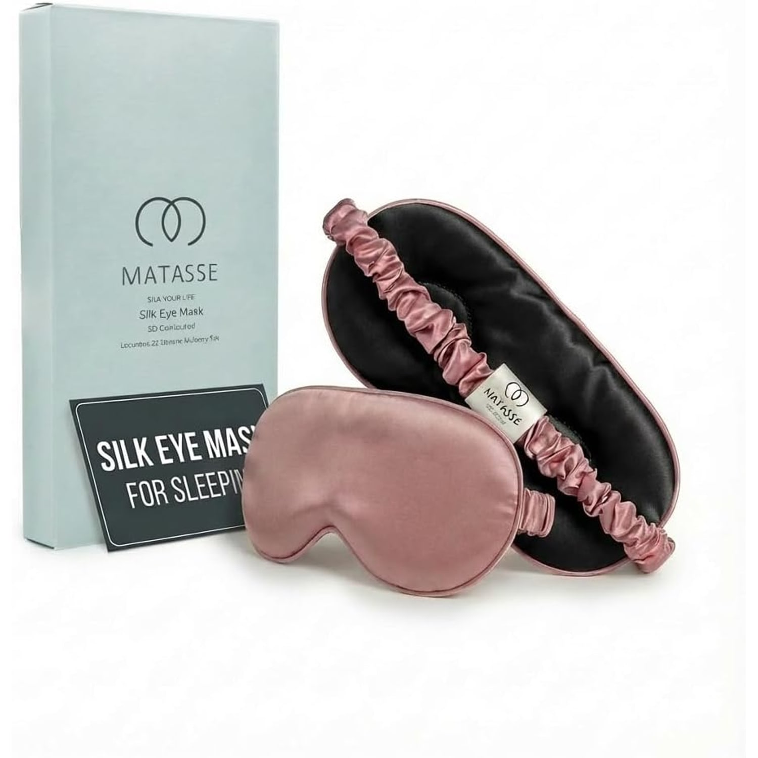 Pink and Black 22 Momme Contoured Silk Sleep Mask