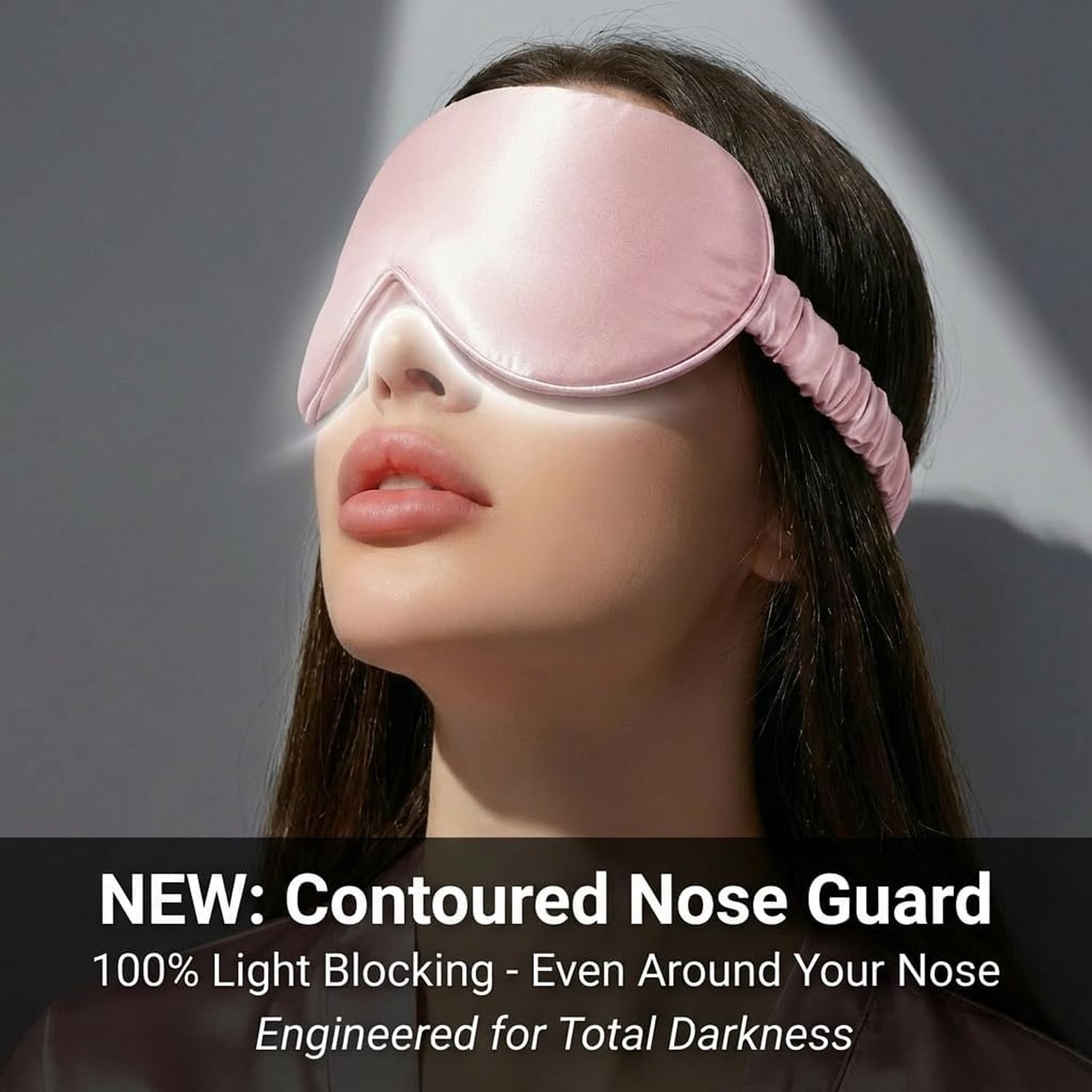 Pink and Black 22 Momme Contoured Silk Sleep Mask: image 2