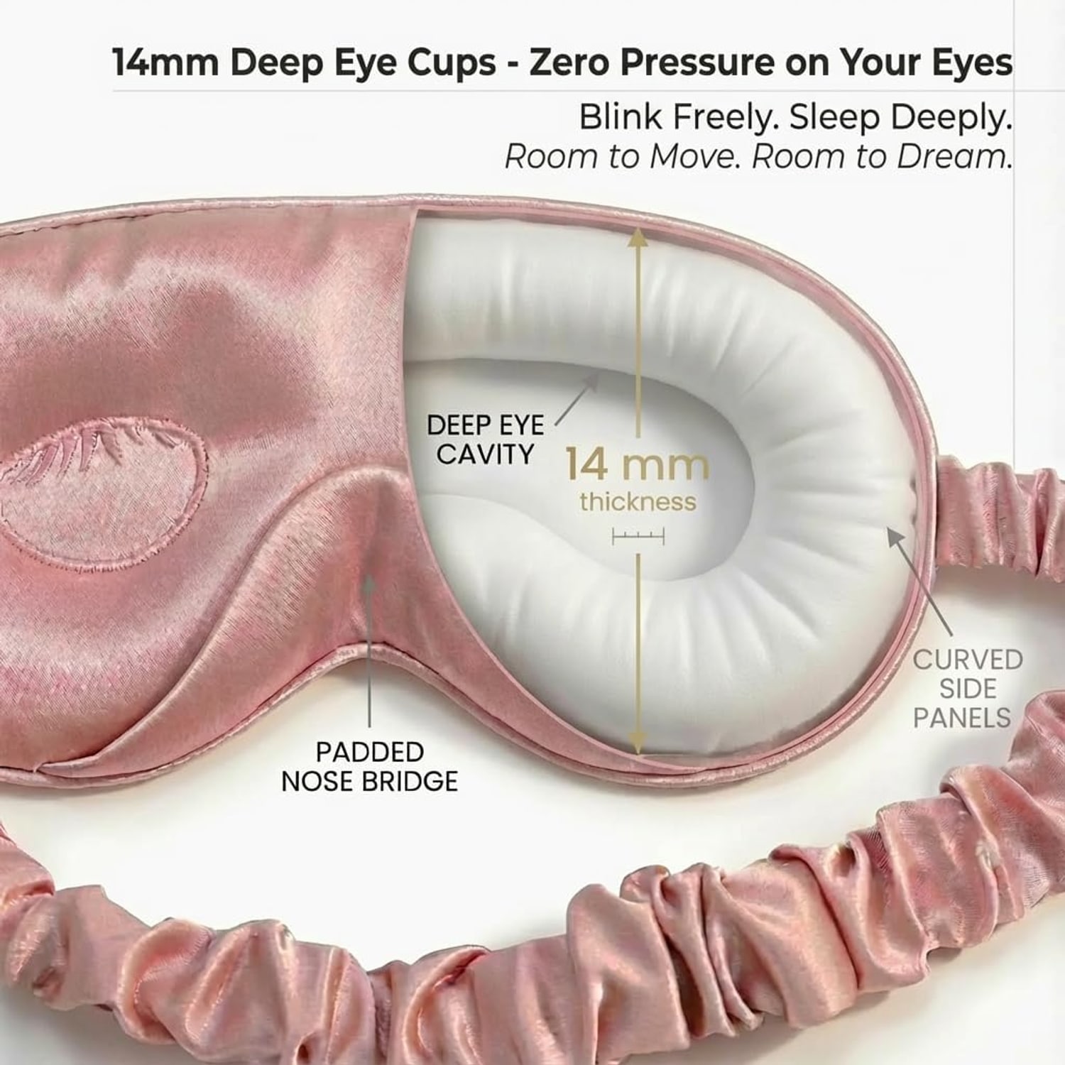 Pink and Black 22 Momme Contoured Silk Sleep Mask: image 3