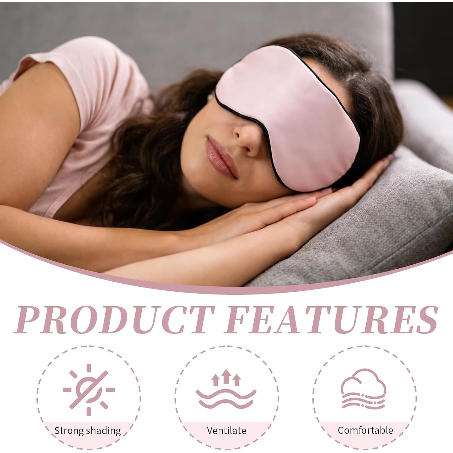 Mulberry Silk Sleep Mask 2 Pack, Black and Peach Pink: image 4