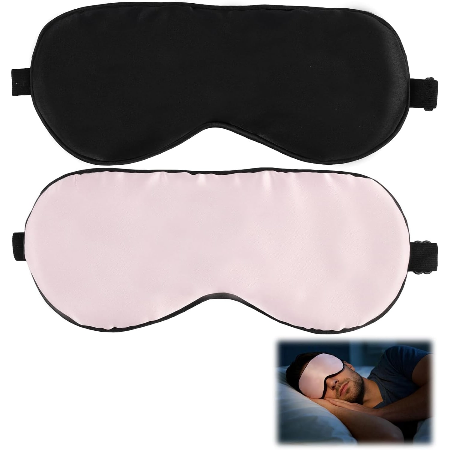 Mulberry Silk Sleep Mask 2 Pack, Black and Peach Pink: image 6